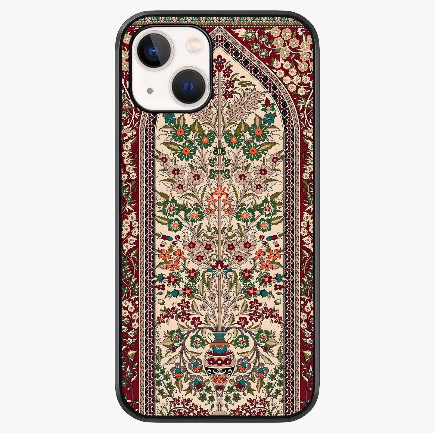 Persian Inspired Glass Case showing full back design in clean flat view with glossy glass finish.