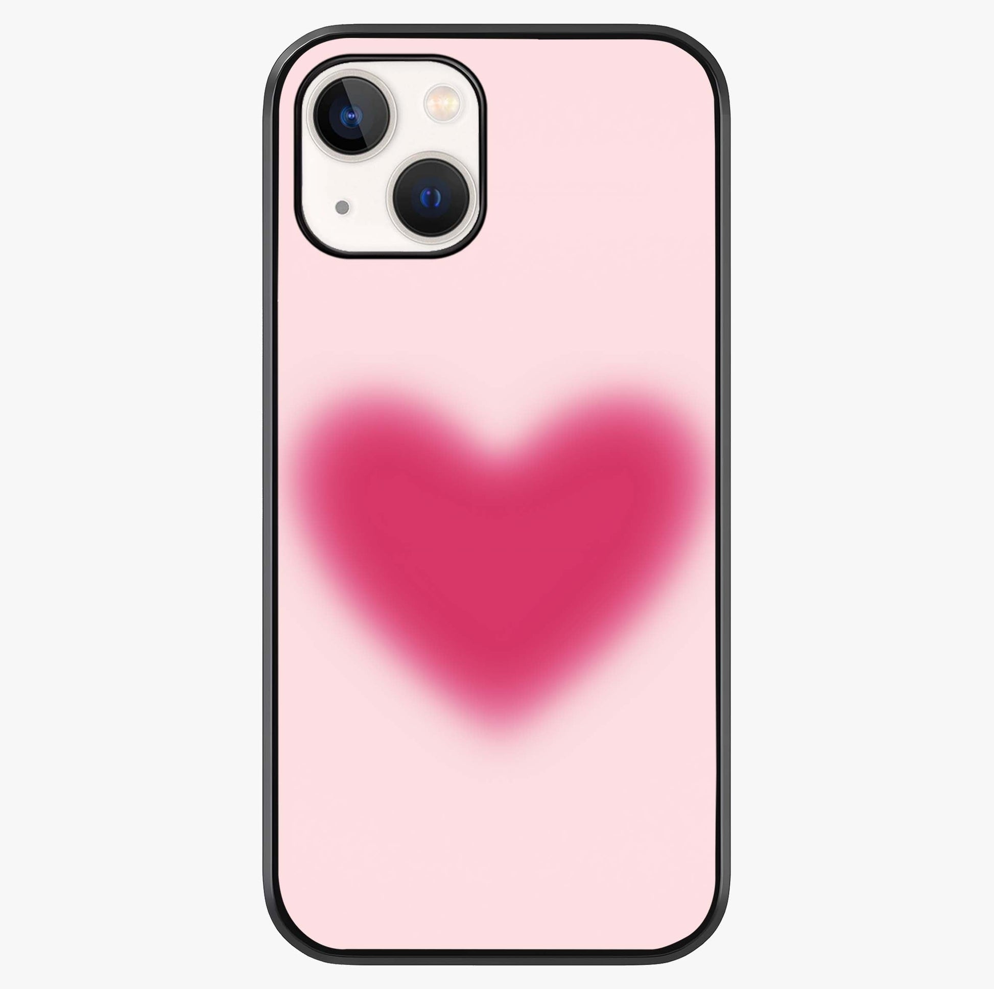 Pink Aura Heart Glass Case showing full back design in clean flat view with glossy glass finish.