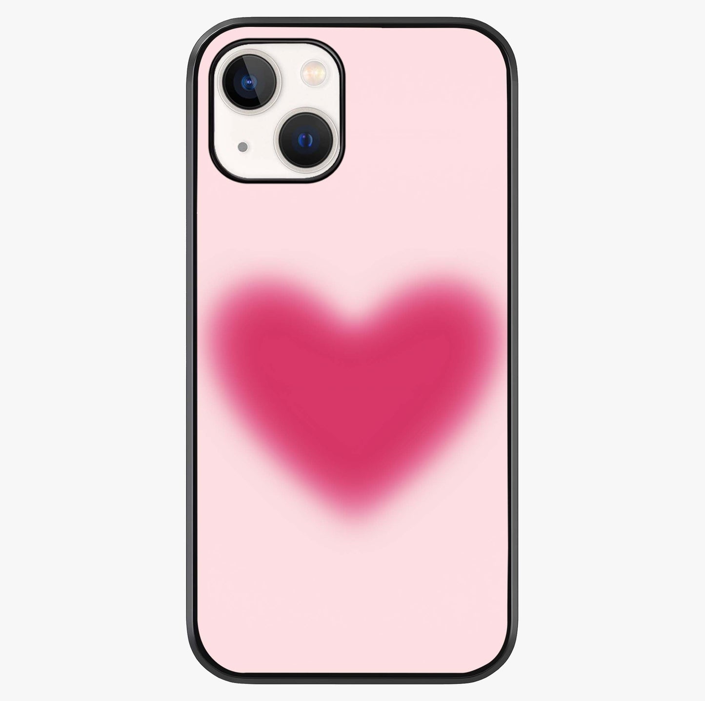Pink Aura Heart Glass Case showing full back design in clean flat view with glossy glass finish.