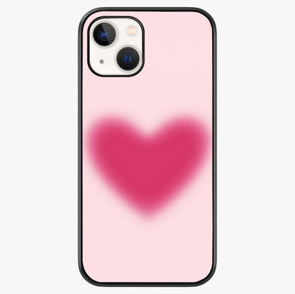 Pink Aura Heart Glass Case showing full back design in clean flat view with glossy glass finish.
