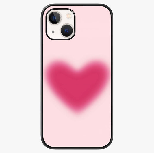 Pink Aura Heart Glass Case showing full back design in clean flat view with glossy glass finish.