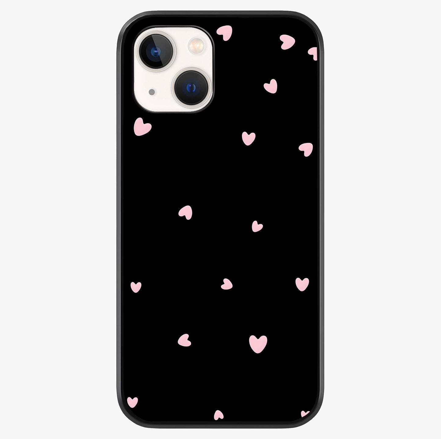 Pink Love Drops Glass Case showing full back design in clean flat view with glossy glass finish.