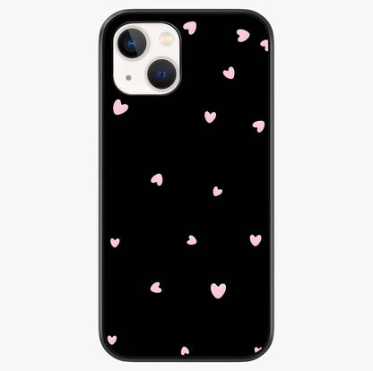 Pink Love Drops Glass Case showing full back design in clean flat view with glossy glass finish.