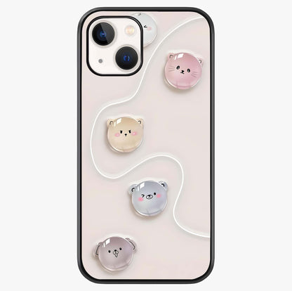 Puffy Face Parade Glass Case showing full back design in clean flat view with glossy glass finish.