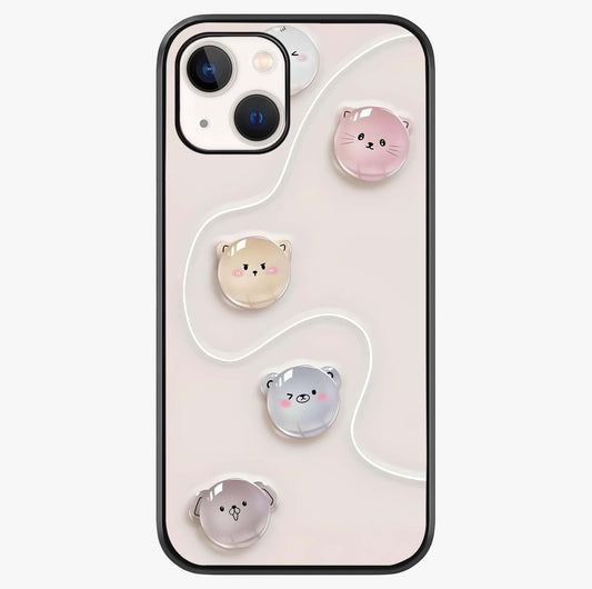 Puffy Face Parade Glass Case showing full back design in clean flat view with glossy glass finish.