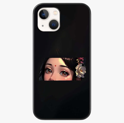 Radha Divine Embrace Glass Case showing full back design in clean flat view with glossy glass finish.
