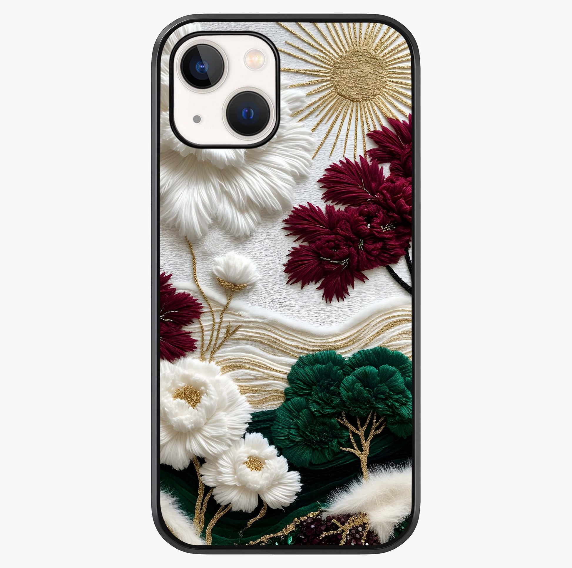 Radiant Bloom Elegance Glass Case showing full back design in clean flat view with glossy glass finish.