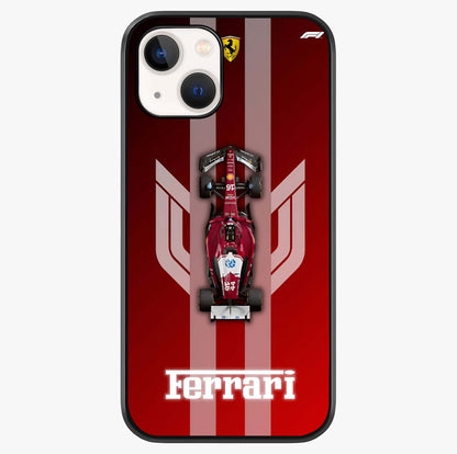 Red Ferrari F1 Vertical Glass Case showing full back design in clean flat view with glossy glass finish.