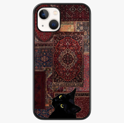 Regal Magic Cat Apple Glass Case showing full back design in clean flat view with glossy glass finish.