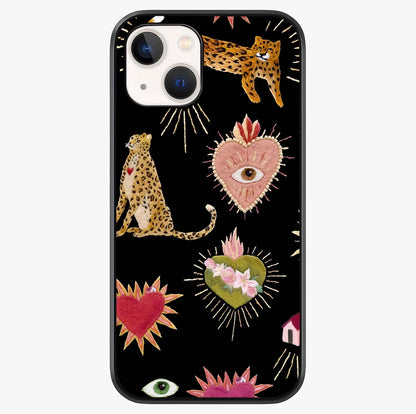 Sacred Jungle Heart Glass Case showing full back design in clean flat view with glossy glass finish.