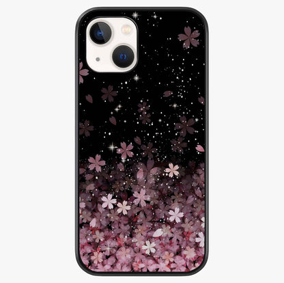 Small Starry Flowers Glass Case showing full back design in clean flat view with glossy glass finish.