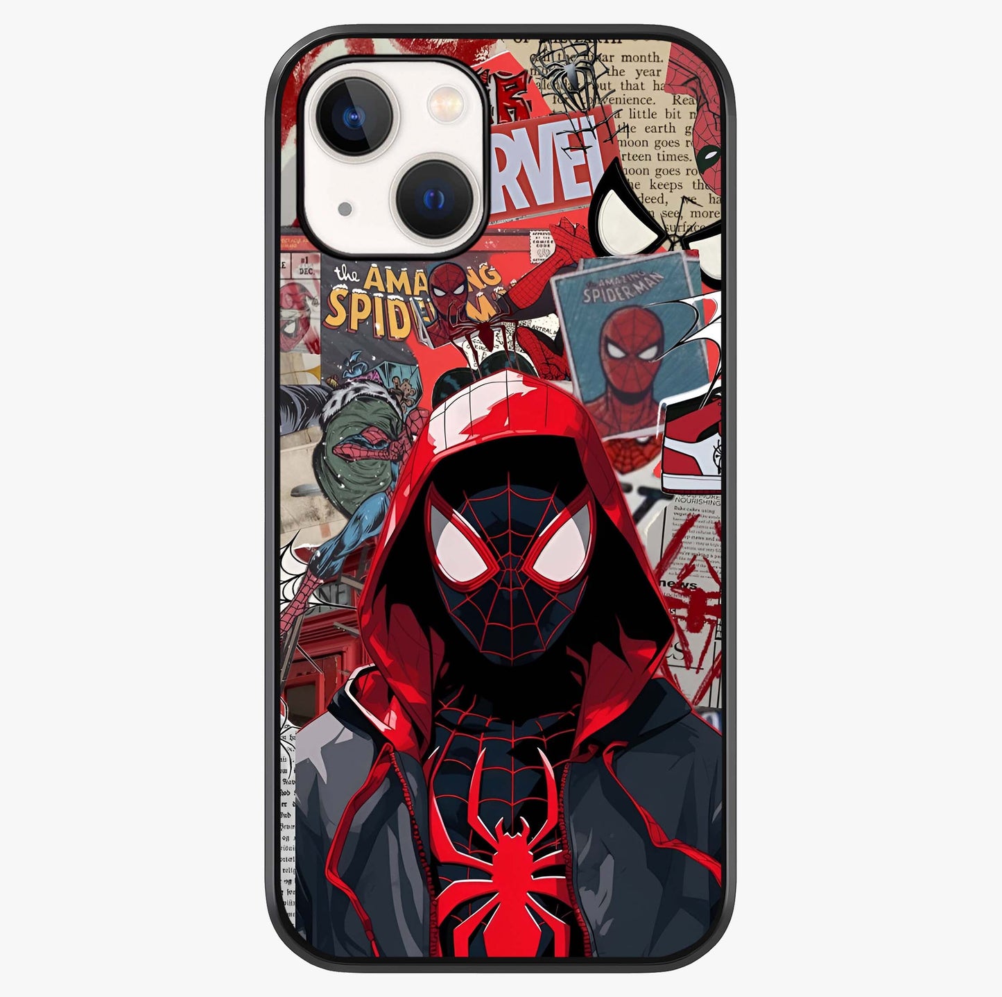 Spider Collage Street Glass Case showing full back design in clean flat view with glossy glass finish.