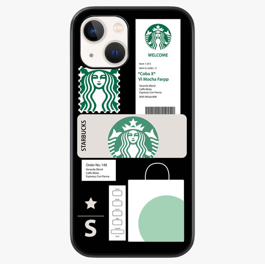 Starbucks Mocha Glass Case showing full back design in clean flat view with glossy glass finish.