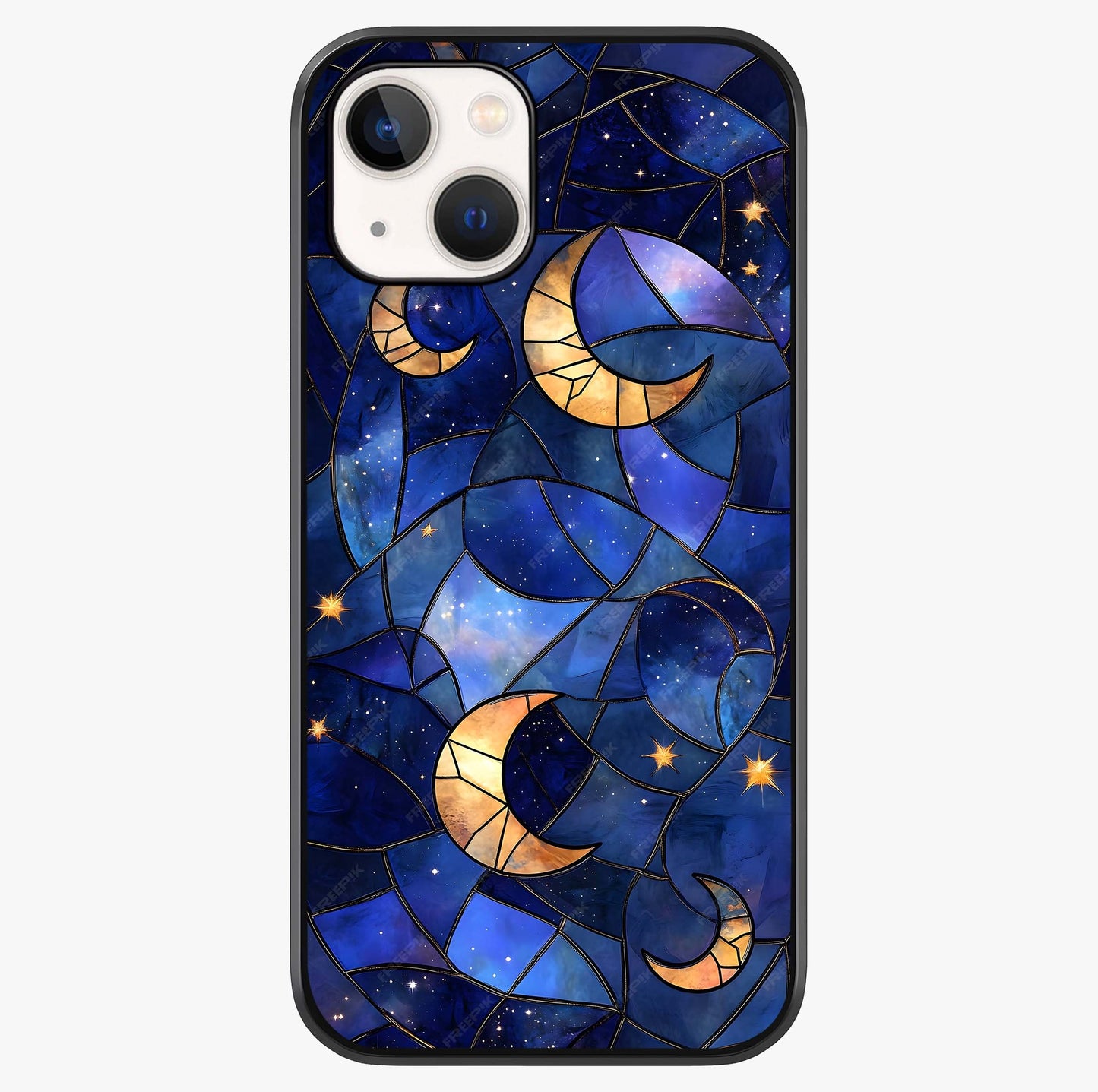 Starlit Sky Tapestry Glass Case showing full back design in clean flat view with glossy glass finish.