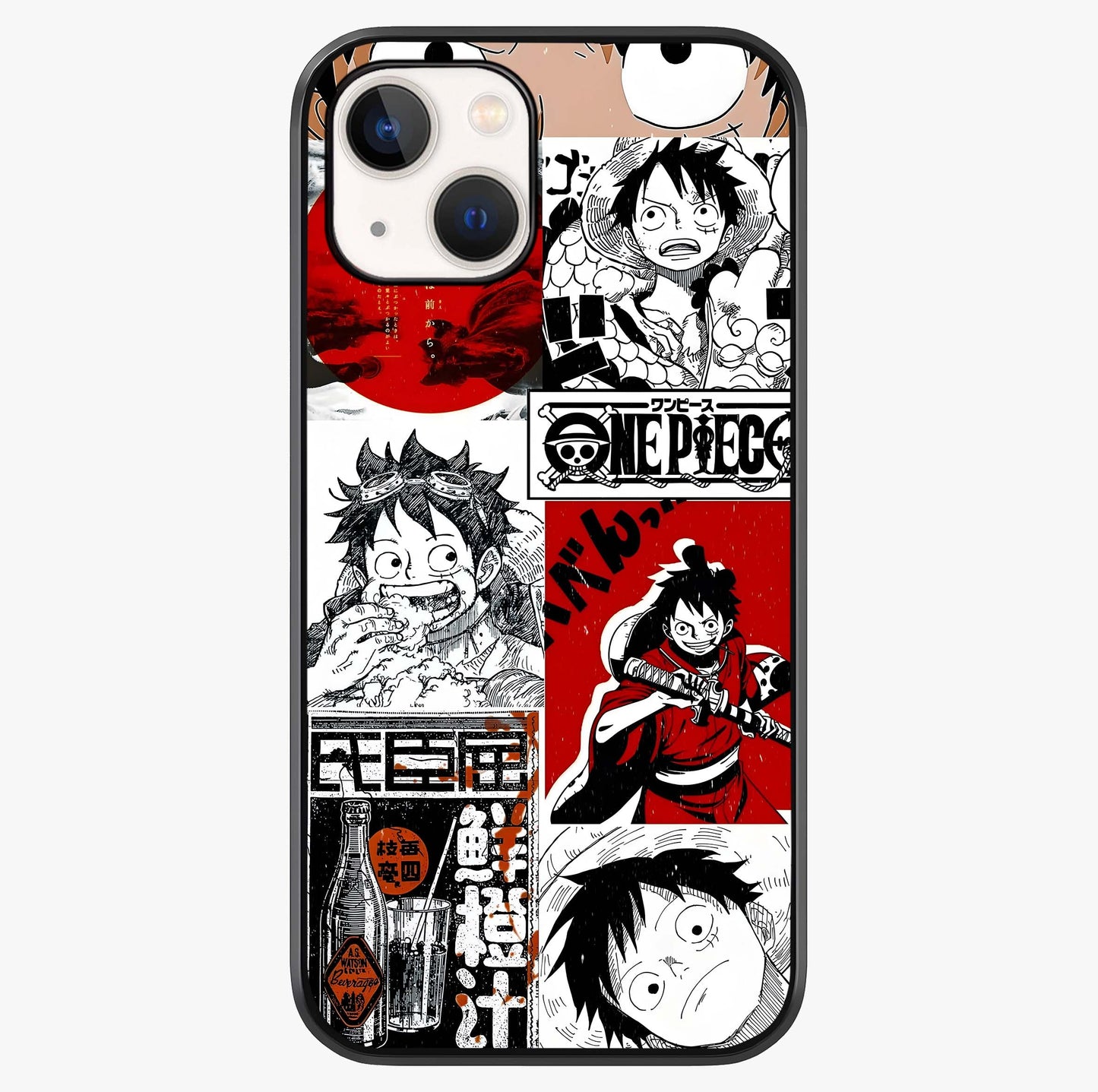 Strawhat Chaos Panels Glass Case showing full back design in clean flat view with glossy glass finish.