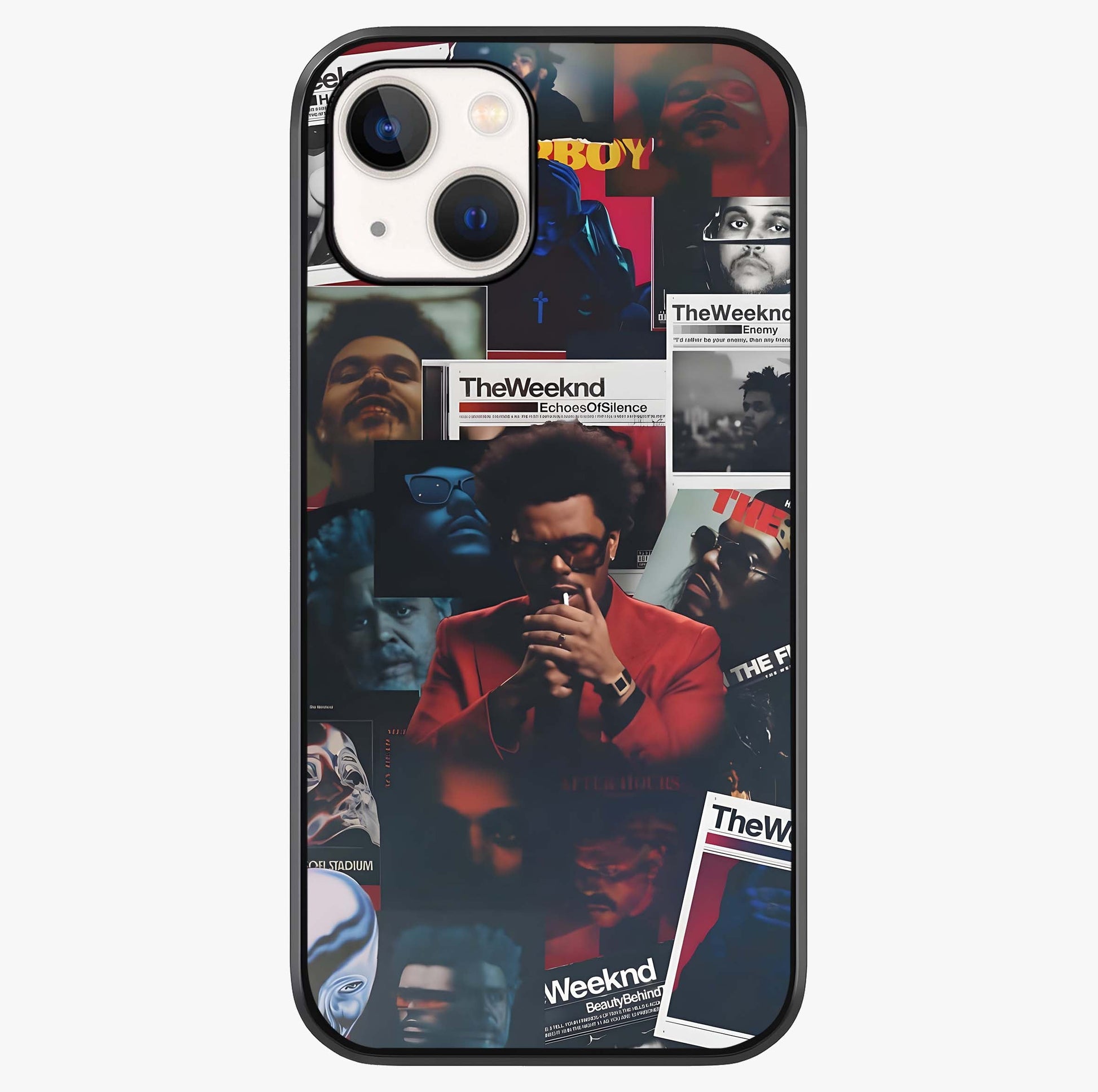 The Weeknd Glass Case showing full back design in clean flat view with glossy glass finish.