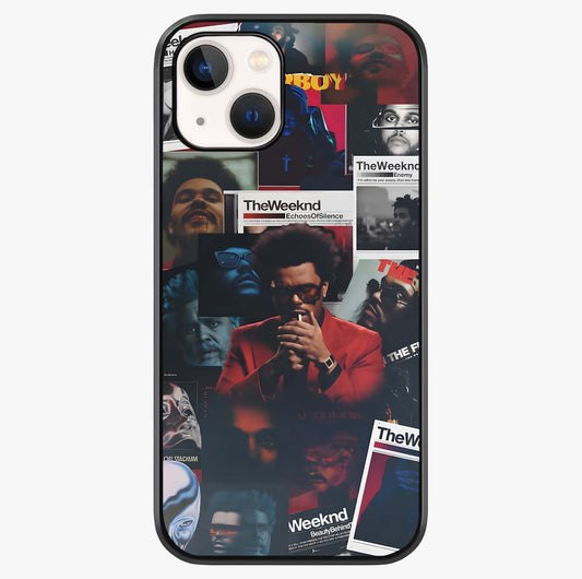The Weeknd Glass Case showing full back design in clean flat view with glossy glass finish.