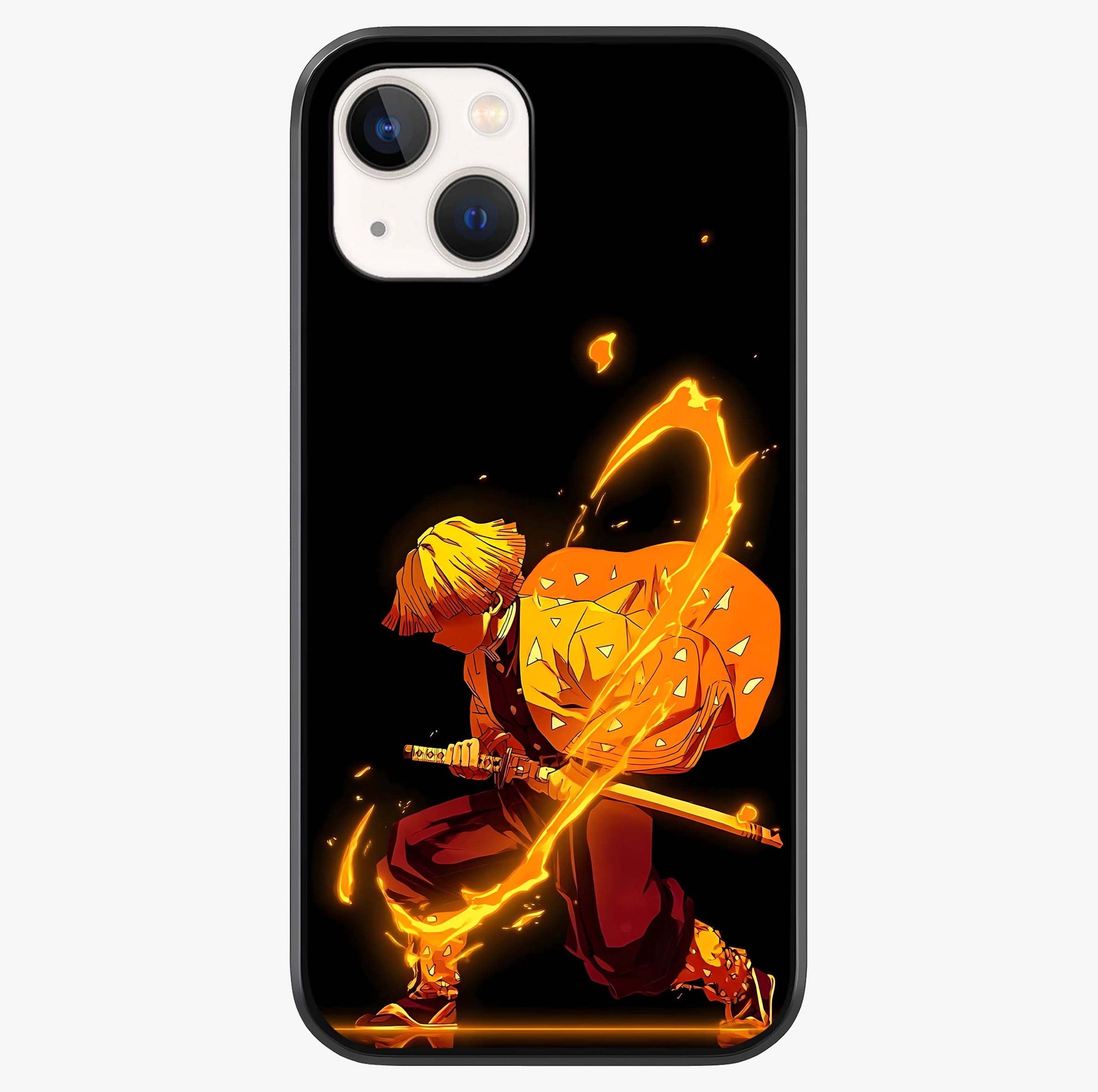 Thunder Flame Execution Glass Case showing full back design in clean flat view with glossy glass finish.