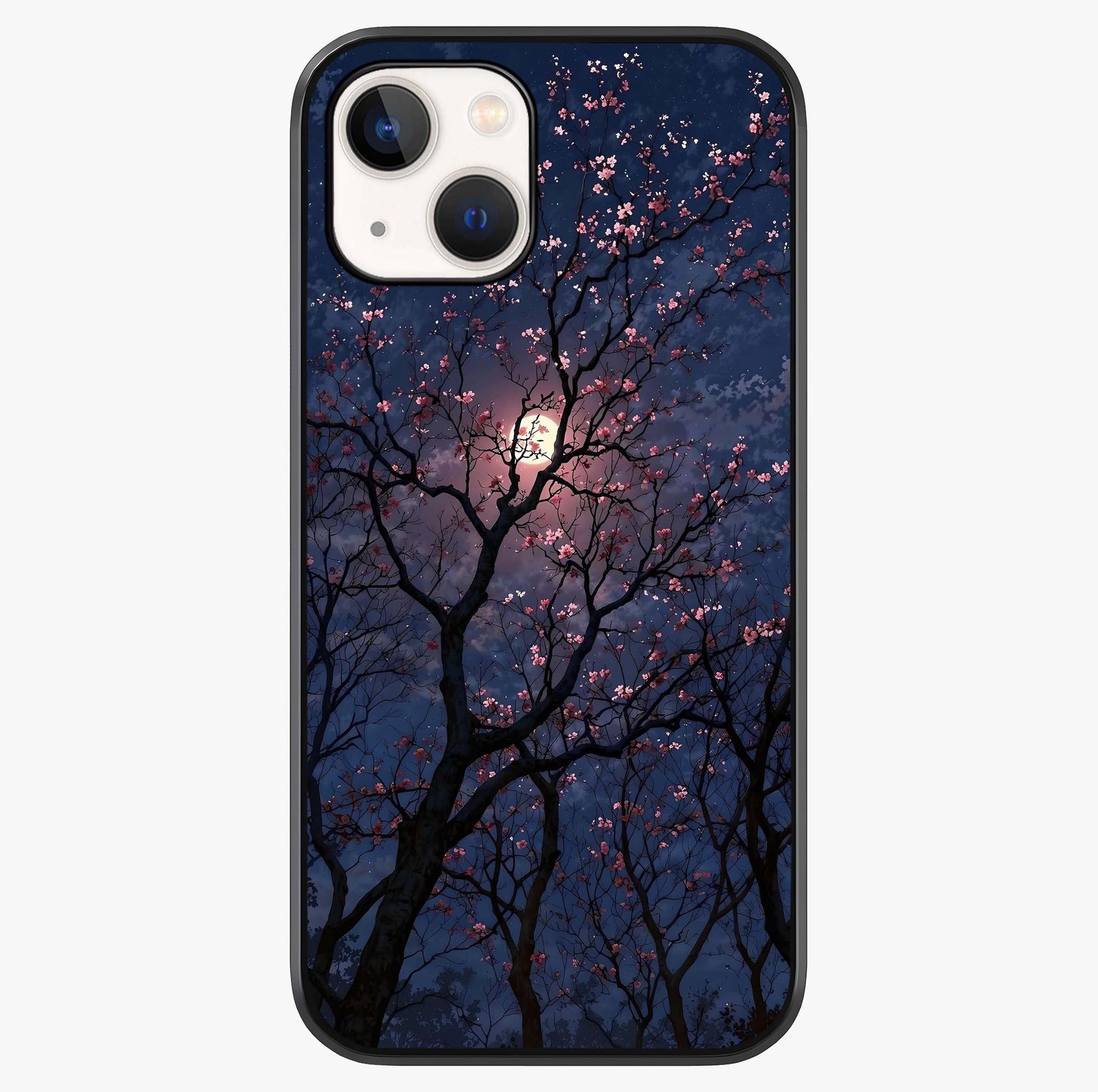 Twilight Sakura Serenade Glass Case showing full back design in clean flat view with glossy glass finish.
