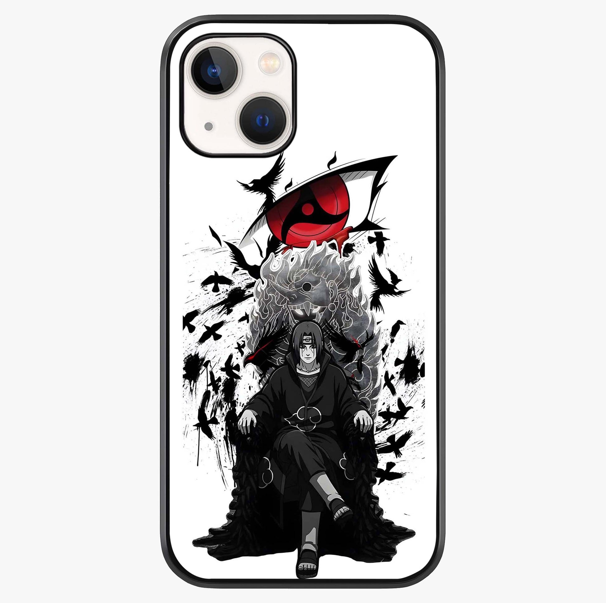Uchiha Shadow Throne Glass Case showing full back design in clean flat view with glossy glass finish.