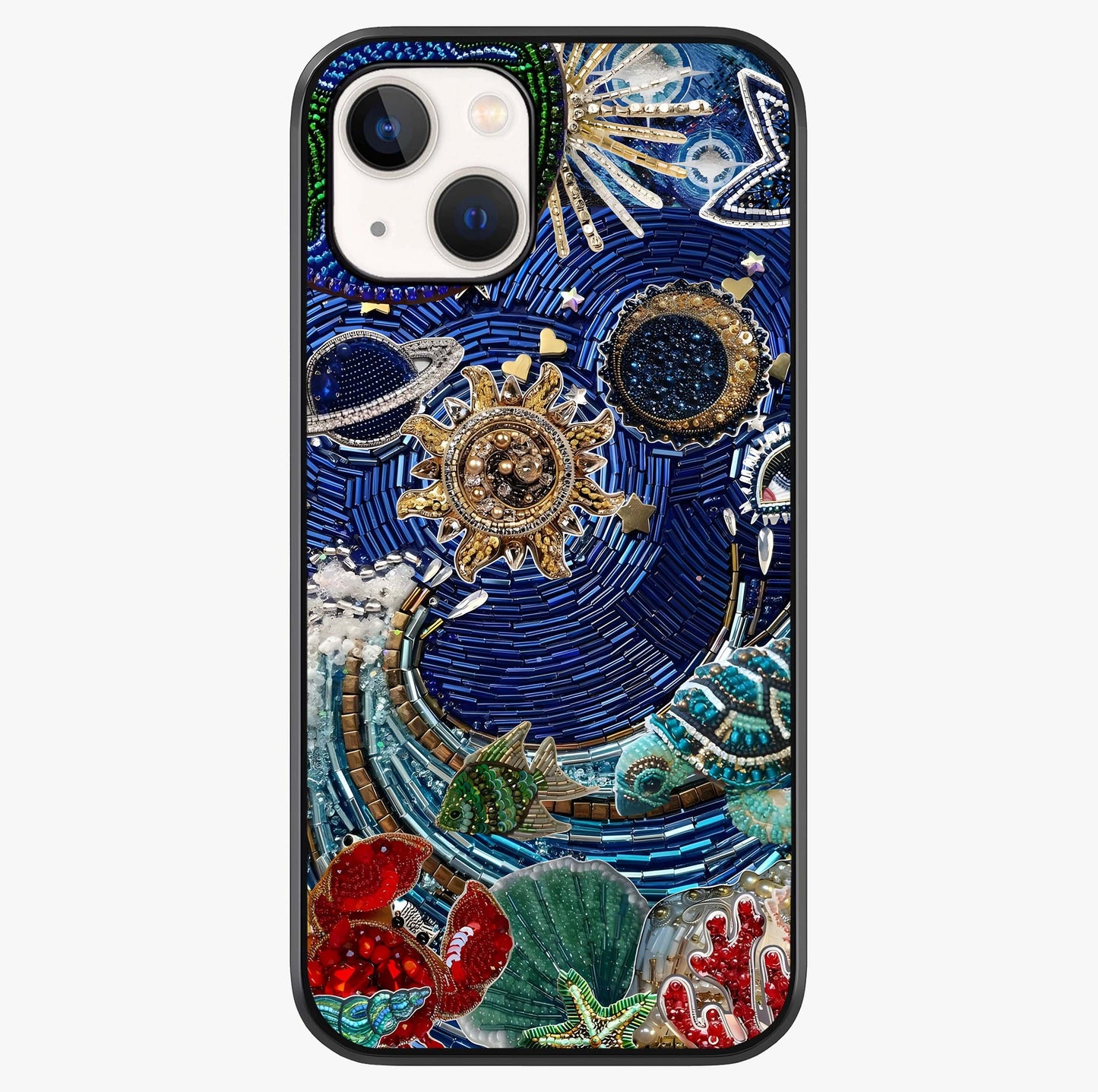 Universe Underwater Spark Glass Case showing full back design in clean flat view with glossy glass finish.