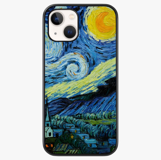 Van Gogh Art Glass Case showing full back design in clean flat view with glossy glass finish.