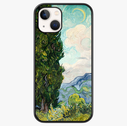 Van Gogh Vintage Art Glass Case showing full back design in clean flat view with glossy glass finish.