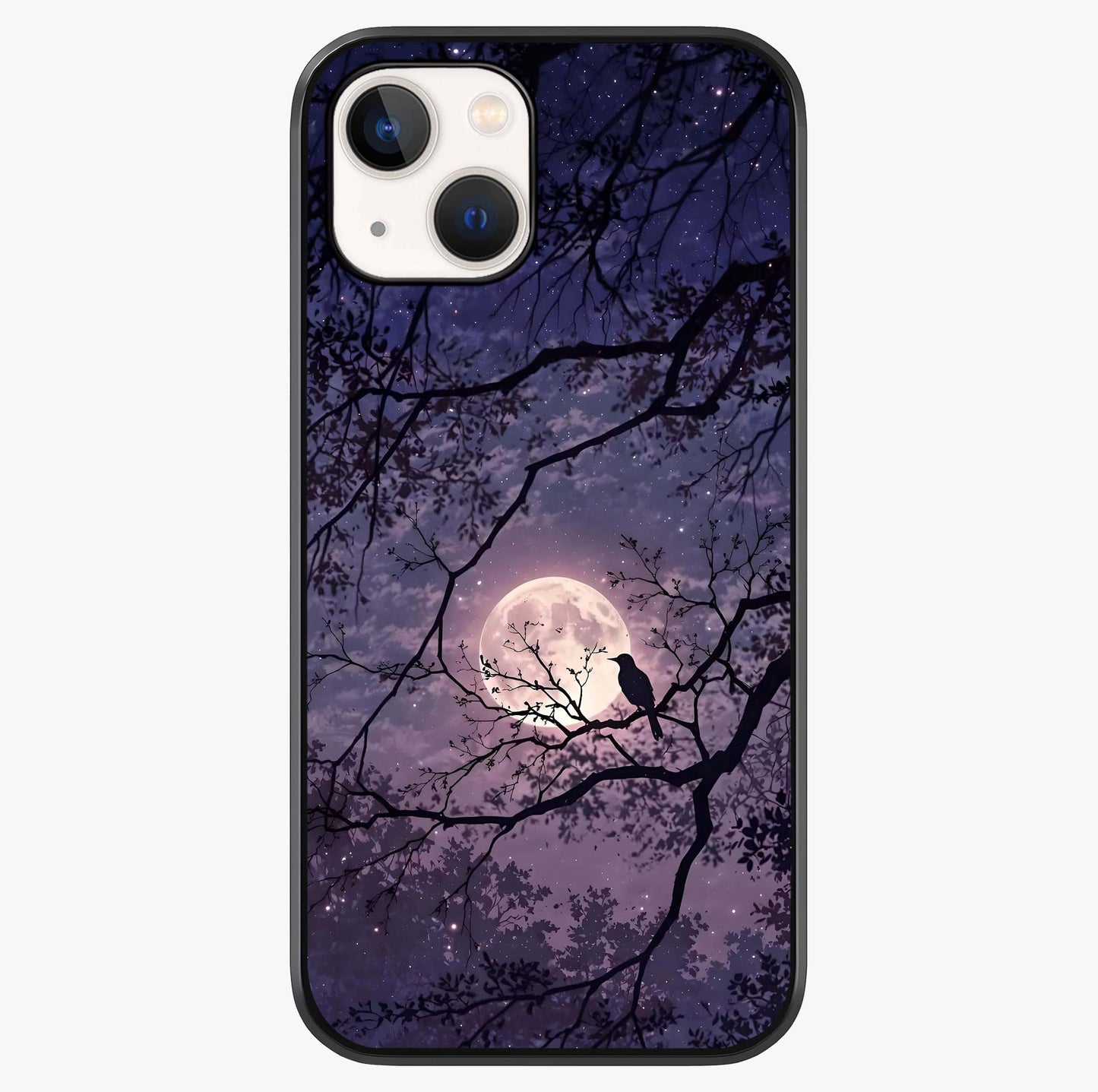 Whispering Moon Silence Glass Case showing full back design in clean flat view with glossy glass finish.