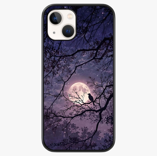 Whispering Moon Silence Glass Case showing full back design in clean flat view with glossy glass finish.