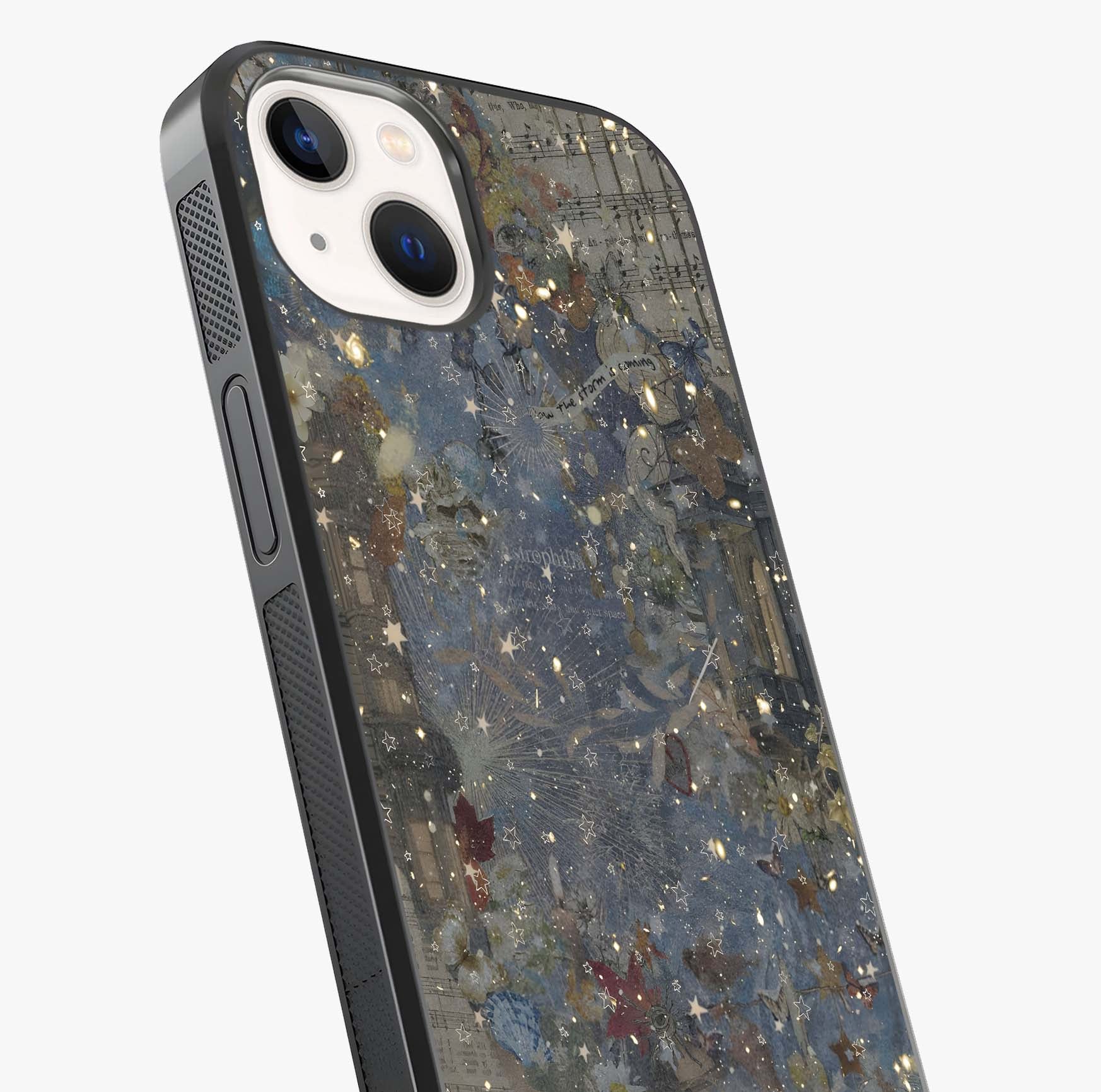 Aesthetic Astrolophia Glass Case captured at a warm angle highlighting gloss, texture and premium glass finish.