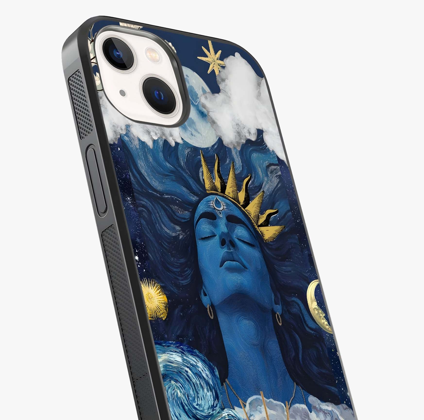 Aesthetic Lord Shiva Glass Case captured at a warm angle highlighting gloss, texture and premium glass finish.
