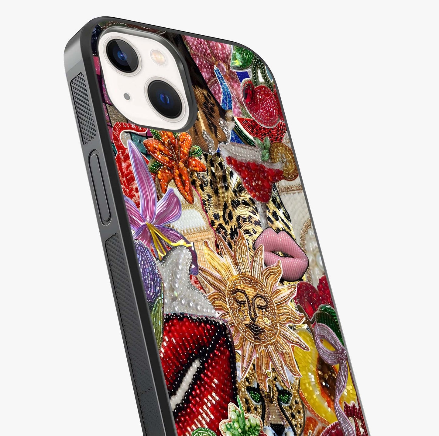 Beaded Fashion Jungle Glass Case captured at a warm angle highlighting gloss, texture and premium glass finish.