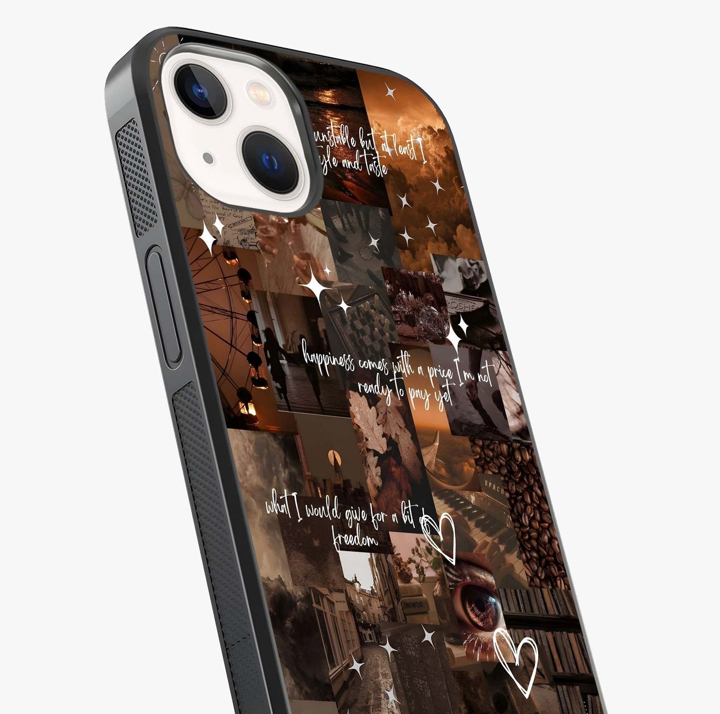 Bittersweet Aesthetic Chaos Glass Case captured at a warm angle highlighting gloss, texture and premium glass finish.