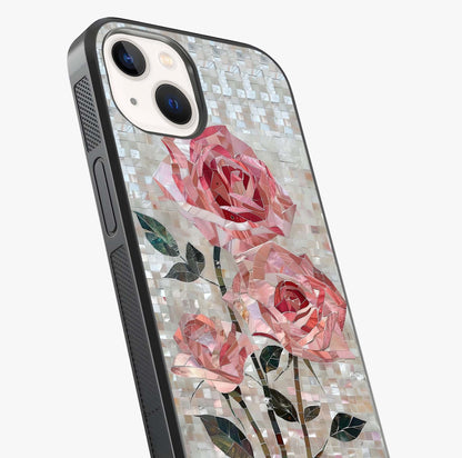 Blush Mosaic Bloom Glass Case captured at a warm angle highlighting gloss, texture and premium glass finish.