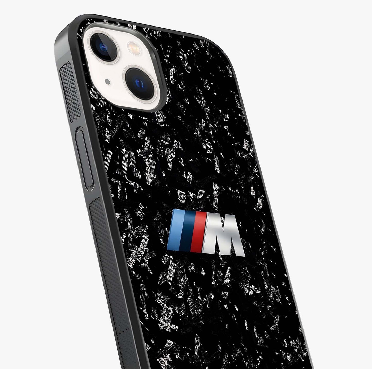 Carbon Speed Mark Glass Case captured at a warm angle highlighting gloss, texture and premium glass finish.
