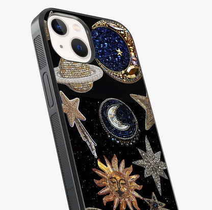Celestial Gem Constellations Glass Case captured at a warm angle highlighting gloss, texture and premium glass finish.
