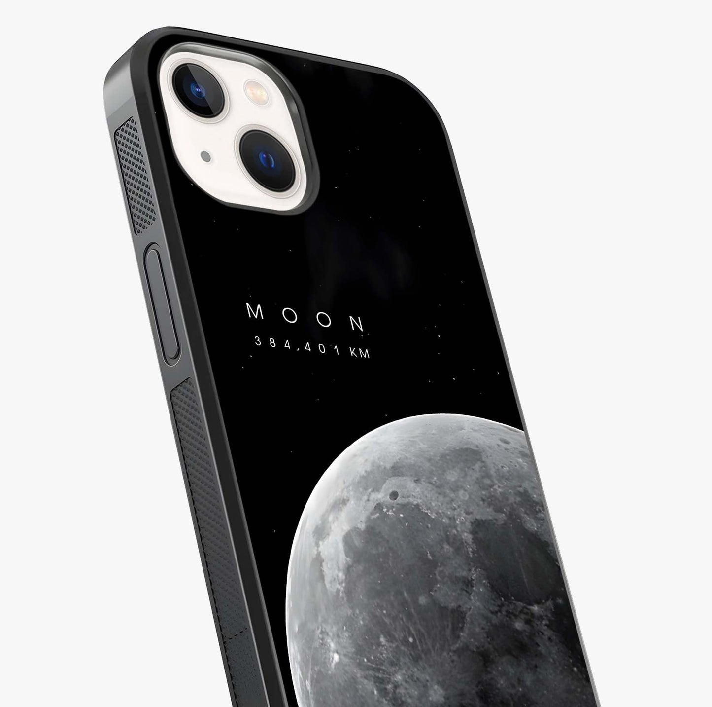 Cosmic Moon Glow Glass Case captured at a warm angle highlighting gloss, texture and premium glass finish.