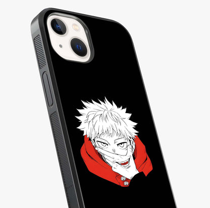 Crimson Chaos Smile Glass Case captured at a warm angle highlighting gloss, texture and premium glass finish.