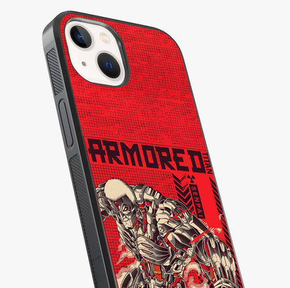 Crimson Mecha Titan Glass Case captured at a warm angle highlighting gloss, texture and premium glass finish.