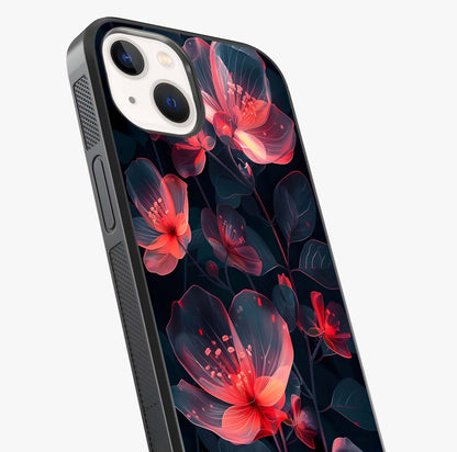 Dark Shade Of Flower Glass Case captured at a warm angle highlighting gloss, texture and premium glass finish.