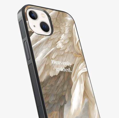 Divine Winged Grace Glass Case captured at a warm angle highlighting gloss, texture and premium glass finish.