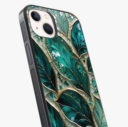 Emerald Leaf Glass Glass Case captured at a warm angle highlighting gloss, texture and premium glass finish.