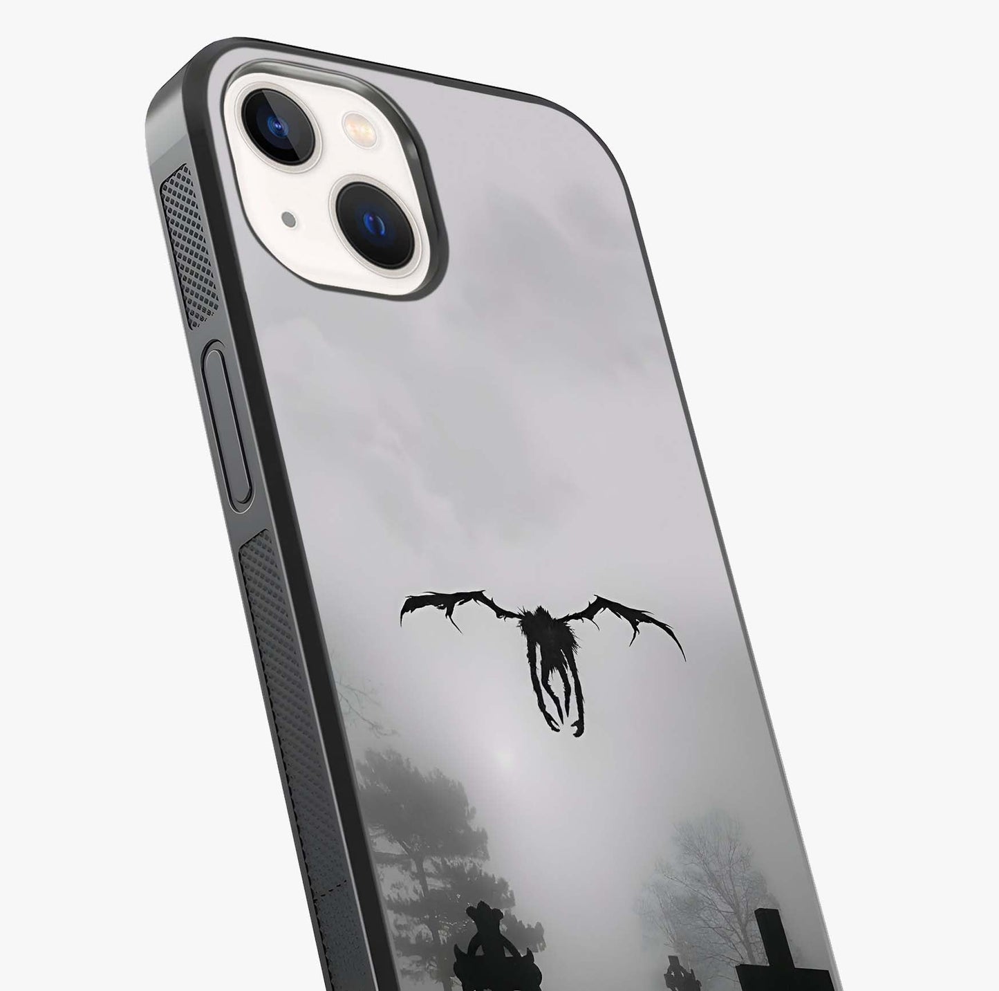 Graveyard Shadow Descent Glass Case captured at a warm angle highlighting gloss, texture and premium glass finish.