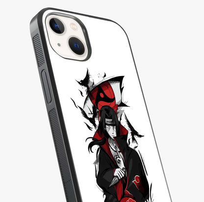Itachi Sharingan Glass Case captured at a warm angle highlighting gloss, texture and premium glass finish.