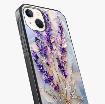 Lavender Dream Glow Glass Case captured at a warm angle highlighting gloss, texture and premium glass finish.