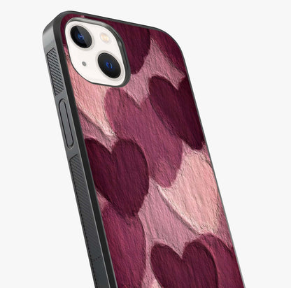 Layered Paper Hearts Glass Case captured at a warm angle highlighting gloss, texture and premium glass finish.