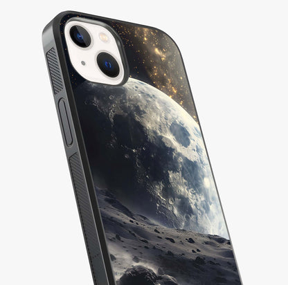 Lunar Horizon Glow Glass Case captured at a warm angle highlighting gloss, texture and premium glass finish.