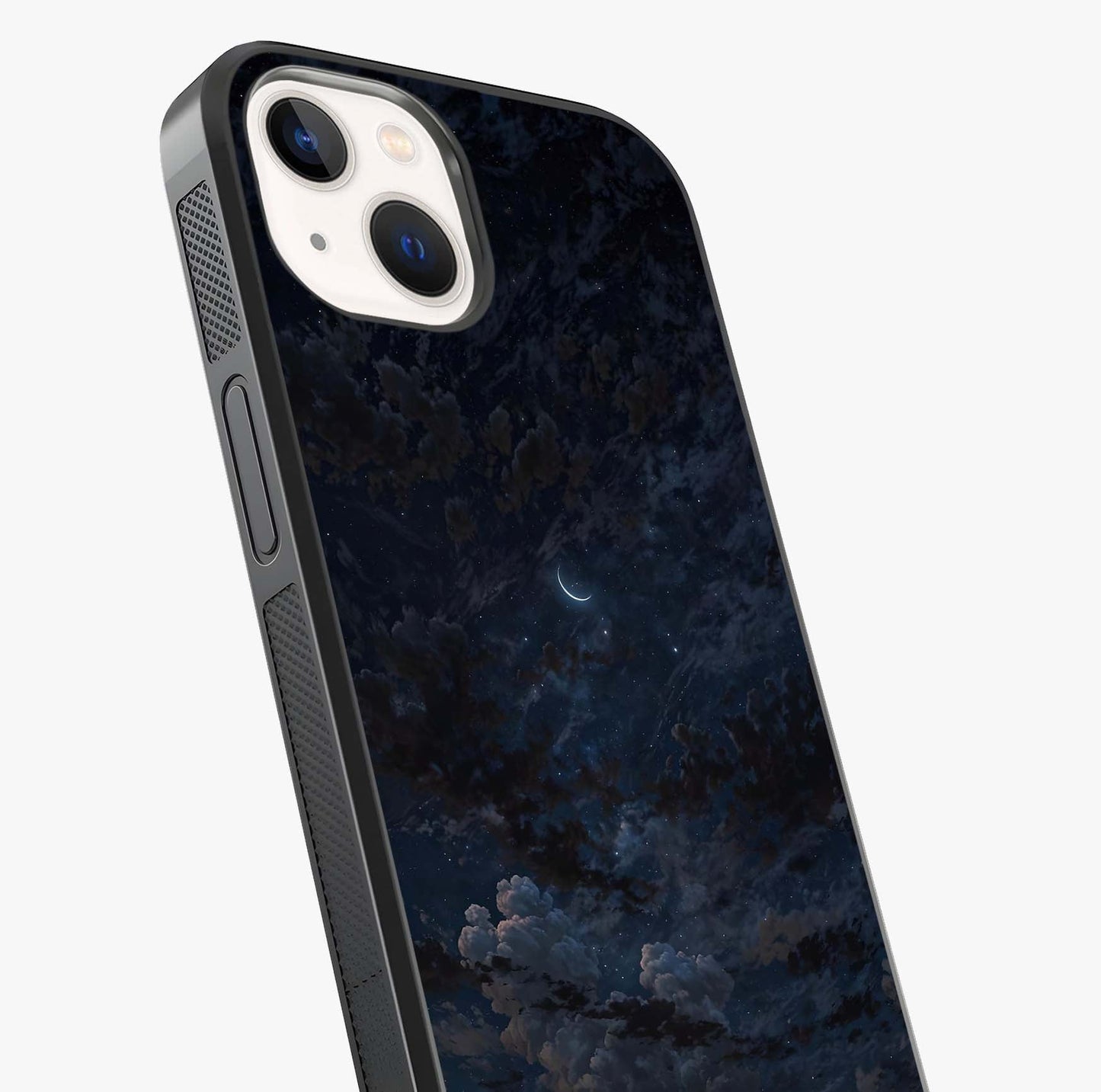 Lunar Veil Silence Glass Case captured at a warm angle highlighting gloss, texture and premium glass finish.