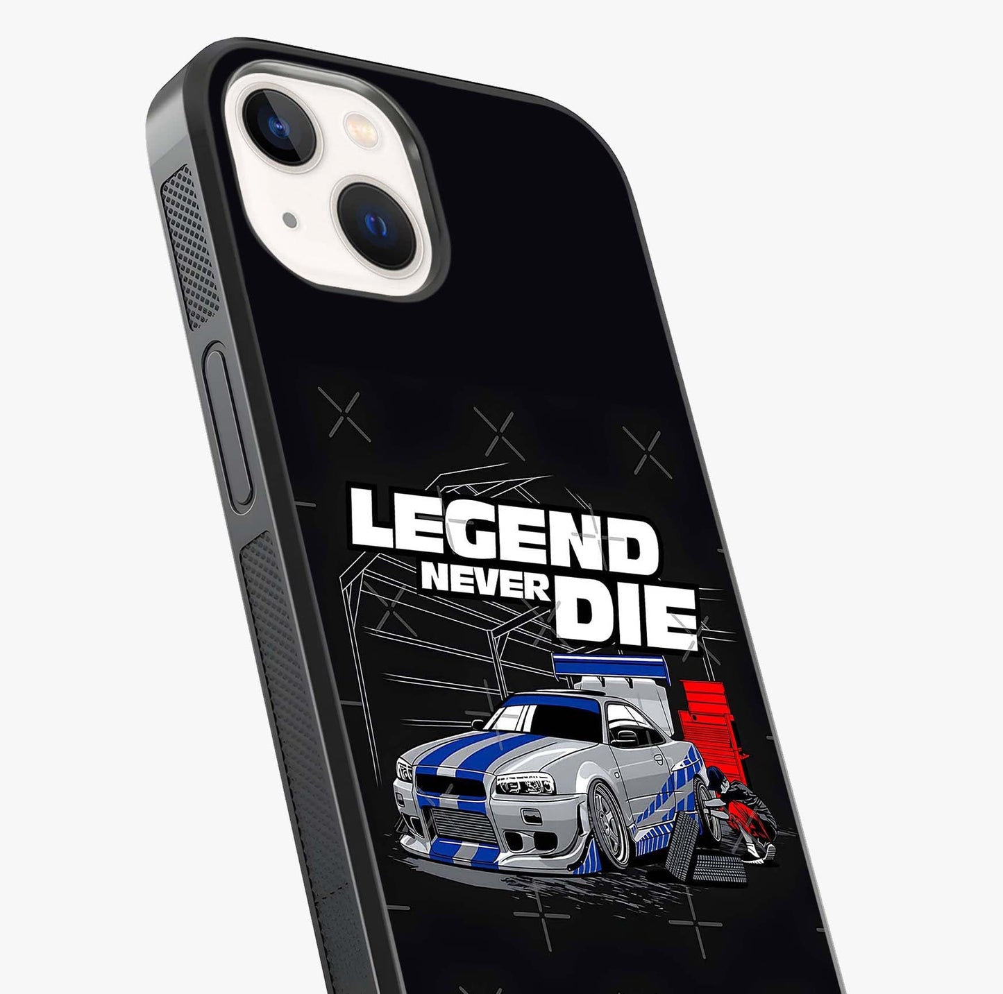 Midnight Racing Legacy Glass Case captured at a warm angle highlighting gloss, texture and premium glass finish.