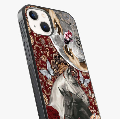 Moonlit Royal Stallion Glass Case captured at a warm angle highlighting gloss, texture and premium glass finish.